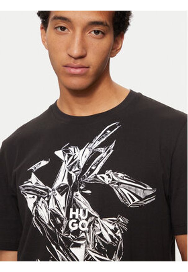 Hugo T-Shirt 50524023 Czarny Regular Fit. Kolor: czarny. Materiał: bawełna