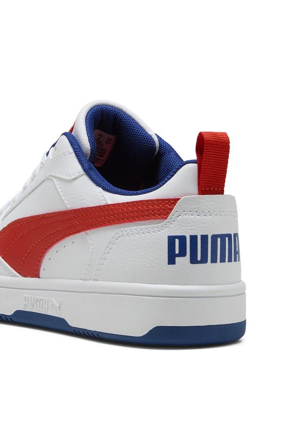 Puma - Młodzieżowe sneakersy Rebound V6 Lo PUMA White Fierce Red Clyde Royal Blue. Kolor: czerwony, niebieski, wielokolorowy, biały. Sport: turystyka piesza