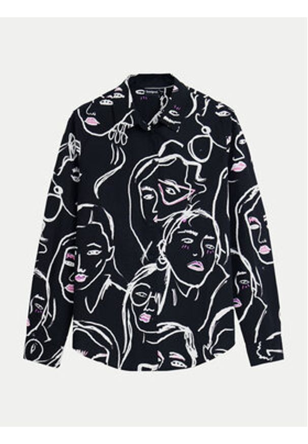 Desigual Koszula Faces 24WWCW34 Czarny Regular Fit. Kolor: czarny. Materiał: bawełna