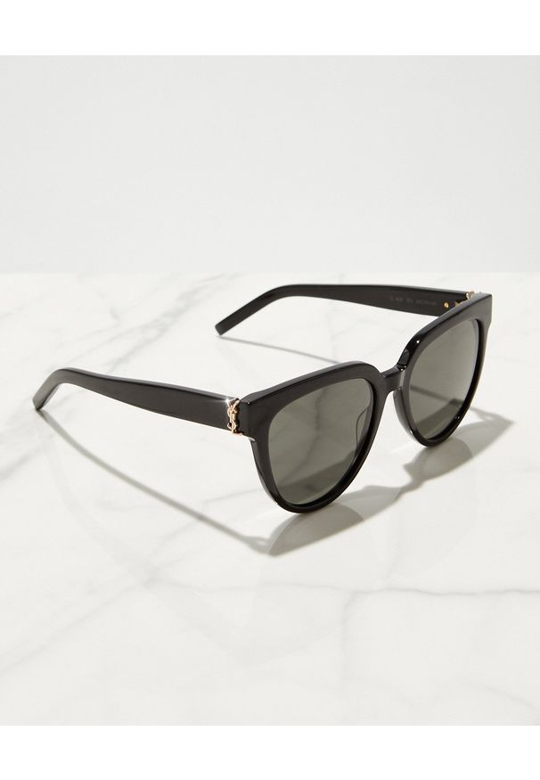 SAINT LAURENT - Czarne okulary przeciwsłoneczne. Kształt: owalne. Kolor: czarny