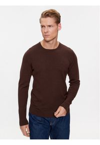 Calvin Klein Sweter Superior K10K109474 Brązowy Regular Fit. Kolor: brązowy. Materiał: wełna #1