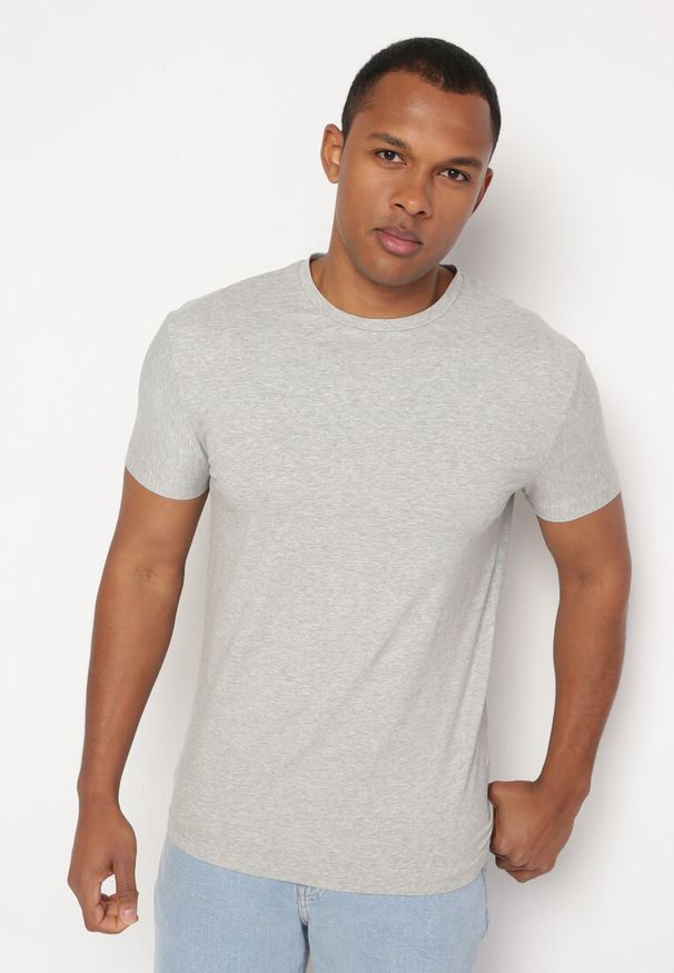 Born2be - Szara Koszulka Bawełniana o Klasycznym Kroju Xloette. Okazja: na spacer, na co dzień. Kolor: szary. Materiał: bawełna. Styl: klasyczny