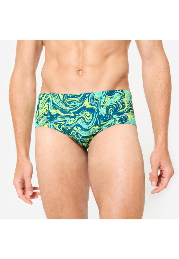 Decathlon - Slipki-opaska pływackie męskie Nabaiji 900 Pint. Kolor: żółty, niebieski, wielokolorowy, zielony. Materiał: poliester, poliamid, materiał