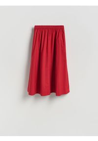 Reserved - Bawełniana spódnica midi - czerwony. Kolor: czerwony. Materiał: bawełna