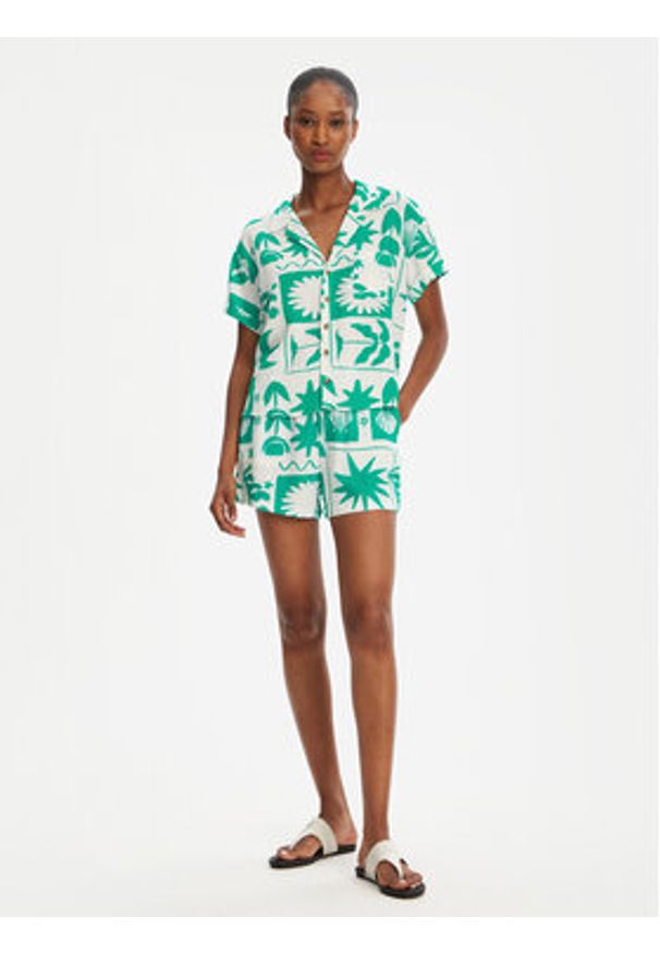 Banana Moon Koszula Taylor Shellpat MHW67 Zielony Loose Fit. Kolor: zielony. Materiał: wiskoza