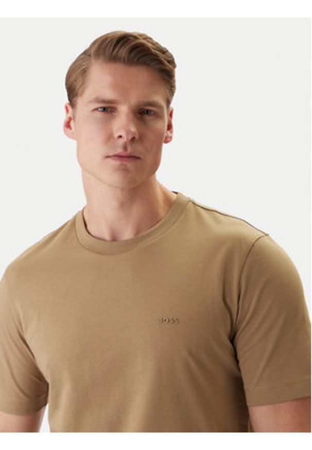 BOSS T-Shirt Thompson 01 50468347 Khaki Regular Fit. Kolor: brązowy. Materiał: bawełna