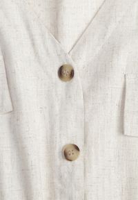 Renee - Beżowa Koszulowa Sukienka Midi z Bawełny z Gumką w Talii i Plecionym Paskiem Emera. Kolor: beżowy. Materiał: bawełna. Typ sukienki: koszulowe. Długość: midi #5