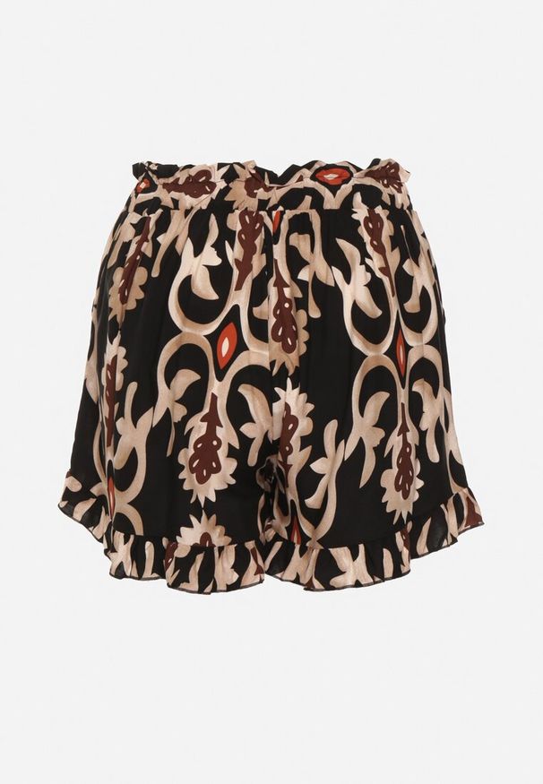 Born2be - Czarne Wiskozowe Szorty z Gumką w Pasie Tiamalise. Okazja: na imprezę. Kolor: czarny. Materiał: wiskoza. Sezon: lato. Styl: elegancki