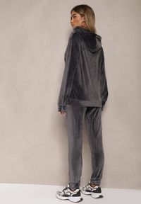 Renee - Ciemnoszary Komplet Dresowy z Dodatkiem Bawełny Spodnie z Gumką w Pasie Bluza z Kapturem Reseria. Kolor: szary. Materiał: dresówka, bawełna #3