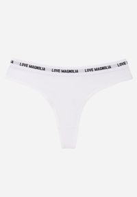 Born2be - Białe Majtki Typu Stringi z Bawełną i Napisami Veza. Kolor: biały. Materiał: bawełna. Wzór: napisy #1