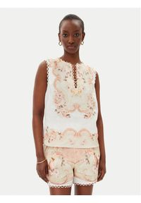 TwinSet - TWINSET Top 251TT2442 Beżowy Regular Fit. Kolor: beżowy. Materiał: len