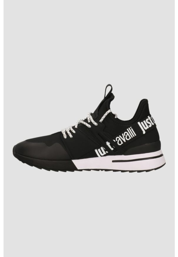 Just Cavalli - JUST CAVALLI Czarne sneakersy Fondo Action Basic. Kolor: czarny