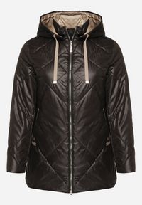 Born2be - Czarna Kurtka z Odpinanym Kapturem i Ozdobnym Pikowaniem Xalseli. Okazja: na co dzień, na spacer. Kolekcja: plus size. Kolor: czarny. Materiał: jeans. Styl: klasyczny, casual, elegancki #2