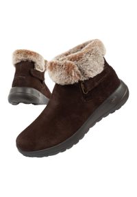 skechers - Buty zimowe damskie Skechers On-The-Go. Kolor: brązowy. Materiał: skóra. Szerokość cholewki: normalna. Sezon: zima #1
