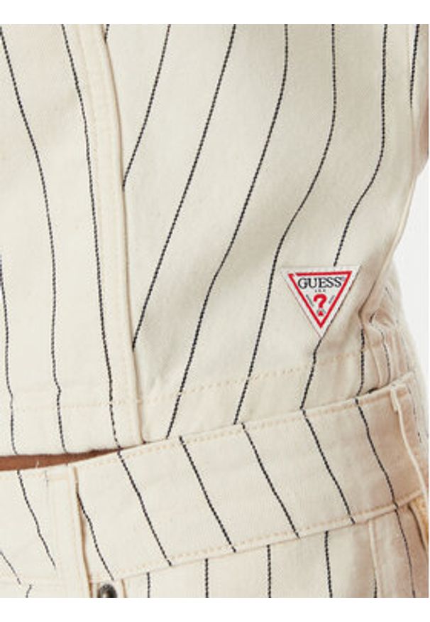 Guess Jeans Kamizelka W6GHZ9 D7961 Écru Slim Fit. Kolor: kremowy. Materiał: bawełna