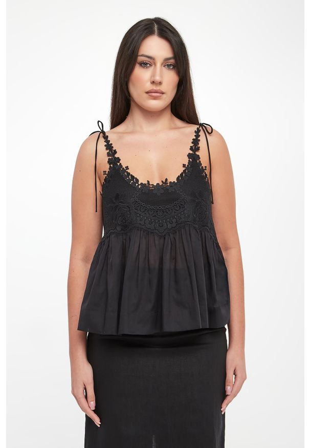 Twinset Milano - Top damska z koronką TWINSET. Materiał: koronka. Wzór: koronka