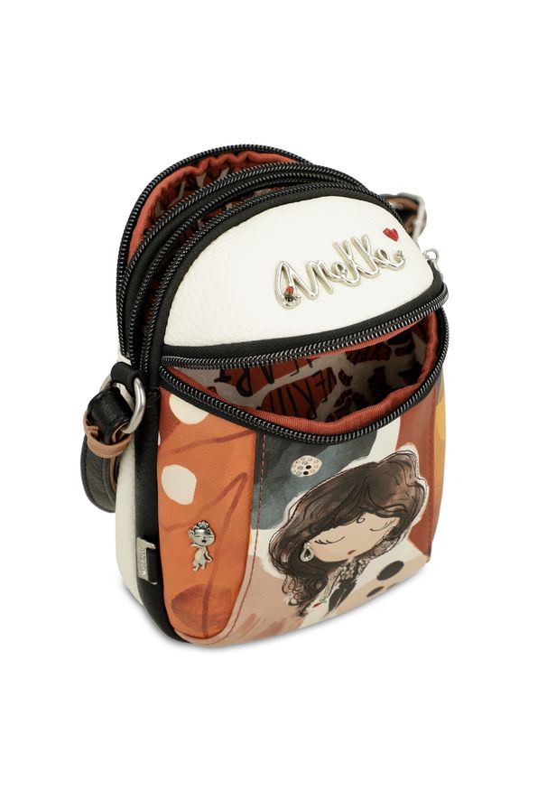 Pomarańczowa Stylowa Damska Torebka Na Ramię Anekke Z Laleczką. Kolor: pomarańczowy. Wzór: aplikacja. Dodatki: z breloczkiem, z aplikacjami. Materiał: zdobione. Styl: elegancki. Rodzaj torebki: na ramię