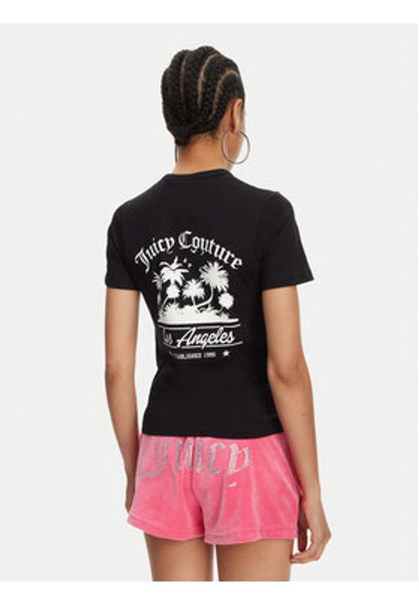 Juicy Couture T-Shirt La Beach JCWCT125319 Czarny Regular Fit. Kolor: czarny. Materiał: bawełna