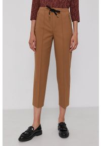 Drykorn Spodnie Access damskie kolor brązowy proste high waist. Stan: podwyższony. Kolor: brązowy