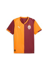 Puma - Męska koszulka domowa Galatasaray SK 25/26 PUMA Red Rhythm Intense Orange. Kolor: czerwony, pomarańczowy, wielokolorowy, żółty. Sport: piłka nożna