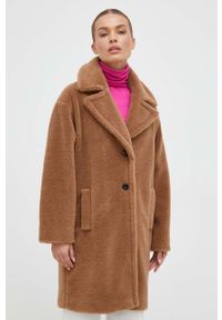 Marella płaszcz z domieszką wełny kolor brązowy przejściowy oversize. Kolor: brązowy. Materiał: wełna. Styl: klasyczny #1