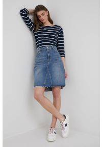Lauren Ralph Lauren spódnica jeansowa mini prosta. Okazja: na co dzień. Kolor: niebieski. Materiał: jeans. Styl: casual