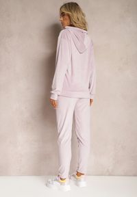 Renee - Jasnofioletowy Welurowy Komplet Dresowy Bluza z Kapturem i Spodnie Vilna. Kolor: fioletowy. Materiał: welur, dresówka #5