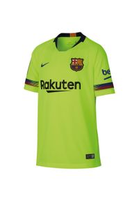 Koszulka piłkarska dla dzieci Nike FC Barcelona 18/19. Materiał: poliester. Technologia: Dri-Fit (Nike). Sport: piłka nożna
