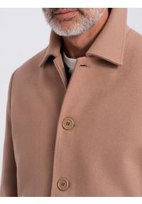 Ombre Clothing - Jednorzędowy męski długi płaszcz z kołnierzykiem i podpinką – brązowy V2 - Rozmiar: XL. Okazja: na co dzień. Typ kołnierza: kołnierzyk koszulowy, komin. Kolor: brązowy. Materiał: syntetyk, wiskoza, poliester, materiał. Długość: długie. Wzór: jednolity. Styl: wizytowy, casual, elegancki #10
