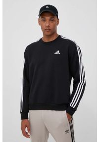 Adidas - adidas bluza męska kolor czarny z aplikacją. Kolor: czarny. Materiał: włókno, materiał. Wzór: aplikacja. Styl: klasyczny #4