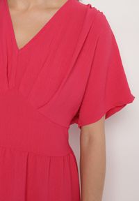 Born2be - Fuksjowa Sukienka z Bawełną i Górą w Stylu Nietoperza Filenia. Okazja: na co dzień. Kolor: różowy. Materiał: bawełna. Styl: casual #2