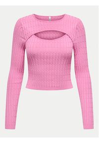 only - ONLY Sweter Meddi 15339582 Różowy Cropped Fit. Kolor: różowy. Materiał: wiskoza #8