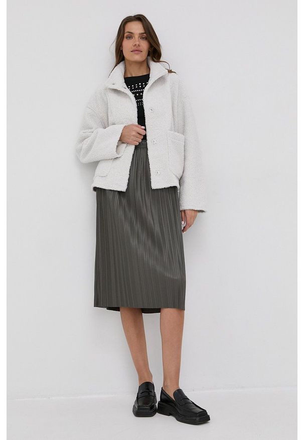 Max Mara Leisure Spódnica kolor szary midi rozkloszowana. Stan: podwyższony. Kolor: szary. Materiał: skóra