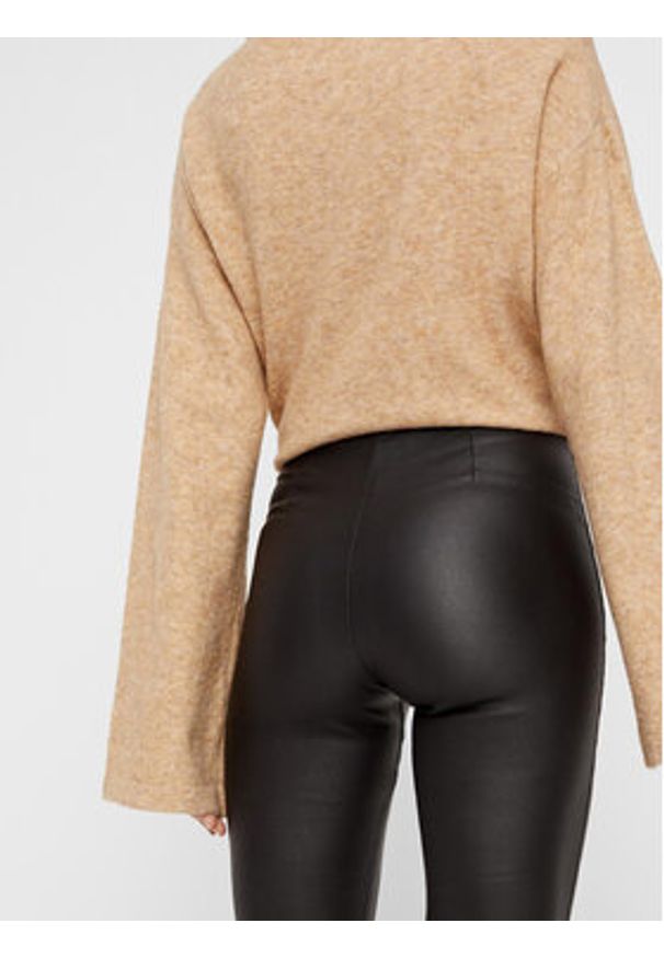 Pieces Legginsy Skin 17085477 Czarny Slim Fit. Kolor: czarny. Materiał: skóra, wiskoza