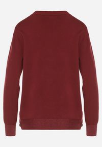 Born2be - Bordowy Sweter z Guzikami z Boku Tusiana. Okazja: na co dzień. Kolor: czerwony. Materiał: jeans. Styl: casual, klasyczny #4