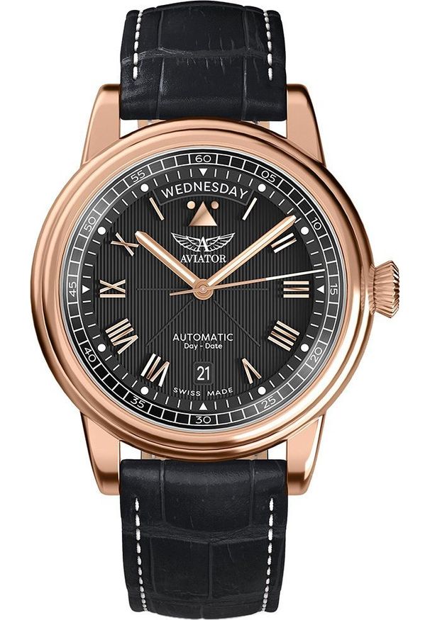 AVIATOR - Zegarek Aviator Zegarek męski Aviator V.3.35.2.275.4 czarny. Kolor: czarny