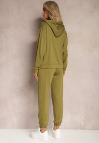 Renee - Ciemnozielony Bawełniany Komplet Dresowy Rozpinana Bluza z Kapturem i Spodnie Joggery Farila. Kolor: zielony. Materiał: bawełna, dresówka #4