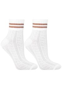 Mix Kolor Damskie Skarpetki Moraj 3 Pary. Kolor: beżowy. Materiał: materiał. Wzór: ażurowy, aplikacja, ze splotem #4