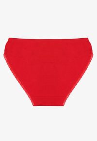 Born2be - Czerwone Bawełniane Majtki Typu Figi z Koronką i Kokardą Zeteria. Kolor: czerwony. Materiał: bawełna, koronka. Wzór: koronka #2