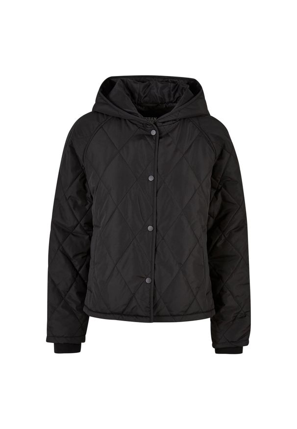 Urban Classics - Damska Pikowana Kurtka Z Kapturem Diamond Oversized Jacket. Typ kołnierza: kaptur. Kolor: czarny. Sport: turystyka piesza