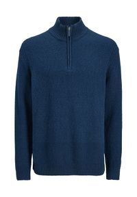 Jack & Jones Sweter Point 12287316 Niebieski Relaxed Fit. Kolor: niebieski. Materiał: bawełna #1