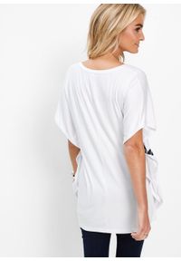 Tunika shirtowa bonprix biało-ciemnoniebieski z nadrukiem. Kolor: biały. Wzór: nadruk #6