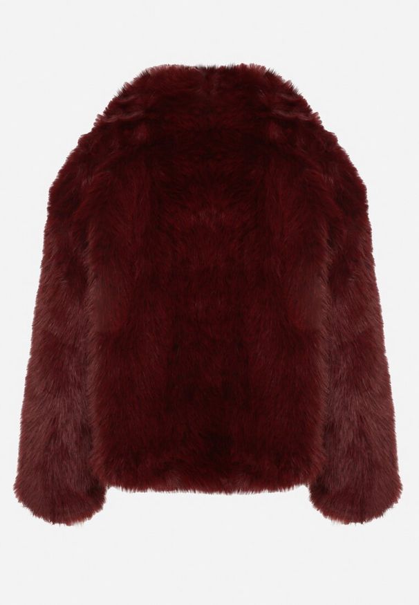 Born2be - Bordowa Futrzana Kurtka Futerko z Szerokim Kołnierzem Dannora. Okazja: na co dzień. Kolor: czerwony. Materiał: futro. Długość rękawa: długi rękaw. Długość: długie. Styl: glamour, elegancki, casual, klasyczny, wizytowy