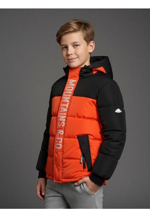 Sinsay - Kurtka ocieplana z kapturem - pomarańczowy. Typ kołnierza: kaptur. Kolor: pomarańczowy