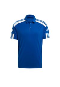 Koszulka polo do piłki nożnej męska Adidas Squadra 21 Polo z krótkim rękawem. Typ kołnierza: polo. Kolor: niebieski, wielokolorowy, biały. Długość rękawa: krótki rękaw. Długość: krótkie