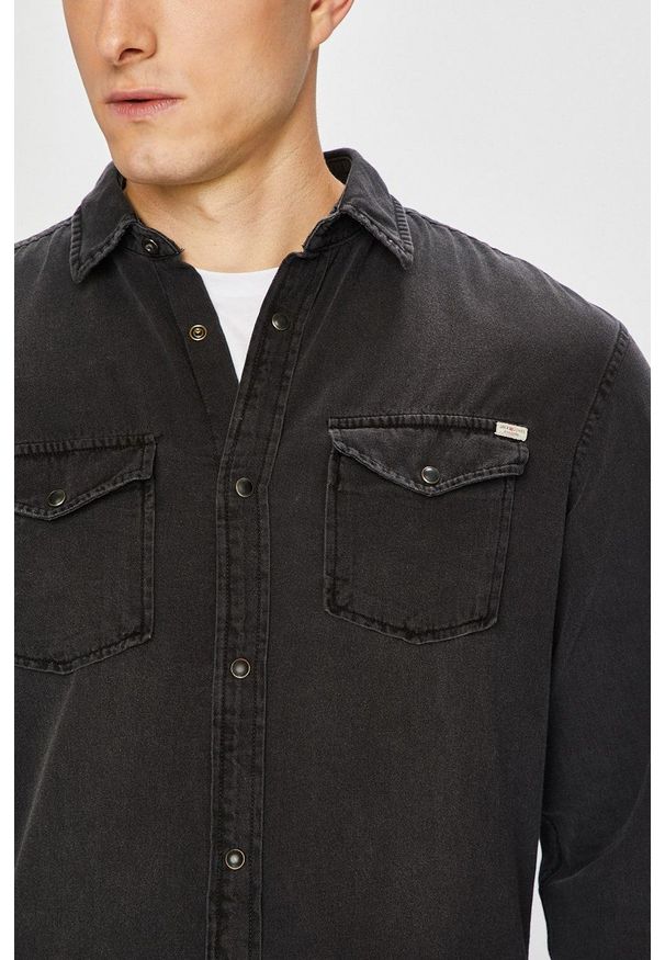 Jack & Jones - Koszula. Okazja: na co dzień. Typ kołnierza: kołnierzyk klasyczny. Kolor: szary. Materiał: tkanina. Styl: klasyczny, casual