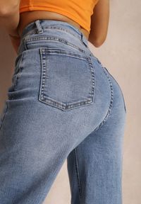 Renee - Niebieskie Jeansy Wide Leg Alemane. Stan: podwyższony. Kolor: niebieski. Wzór: aplikacja