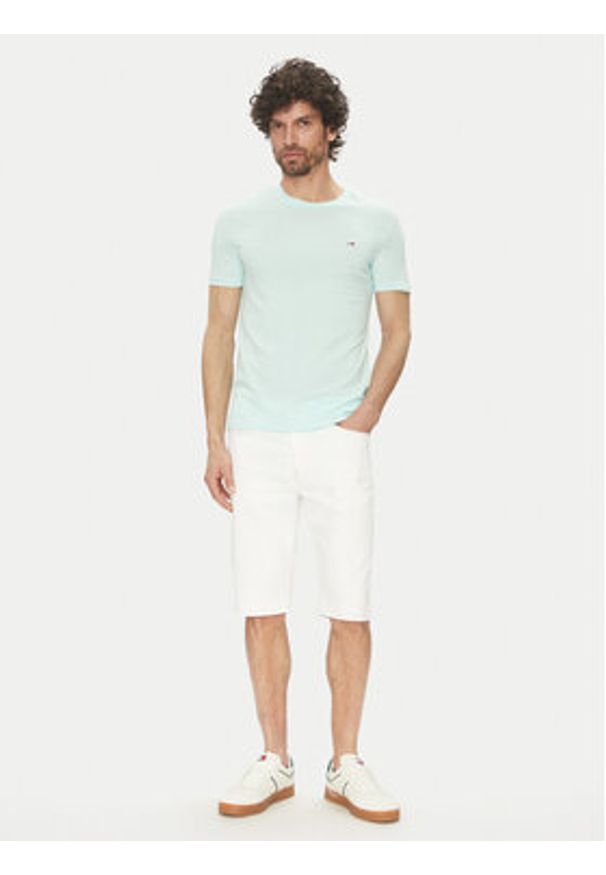 Tommy Jeans T-Shirt DM0DM20363 Zielony Slim Fit. Kolor: zielony. Materiał: bawełna, syntetyk