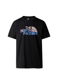 Koszulka The North Face Mountain Line 0A87NTJK31 - czarna. Kolor: czarny. Materiał: materiał, bawełna. Długość rękawa: krótki rękaw. Długość: krótkie. Wzór: nadruk. Sezon: lato. Sport: wspinaczka