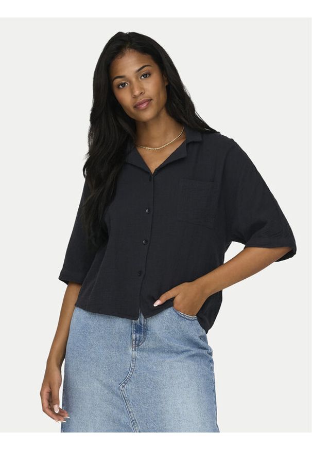 only - ONLY Koszula Thyra 15267839 Czarny Regular Fit. Kolor: czarny. Materiał: bawełna